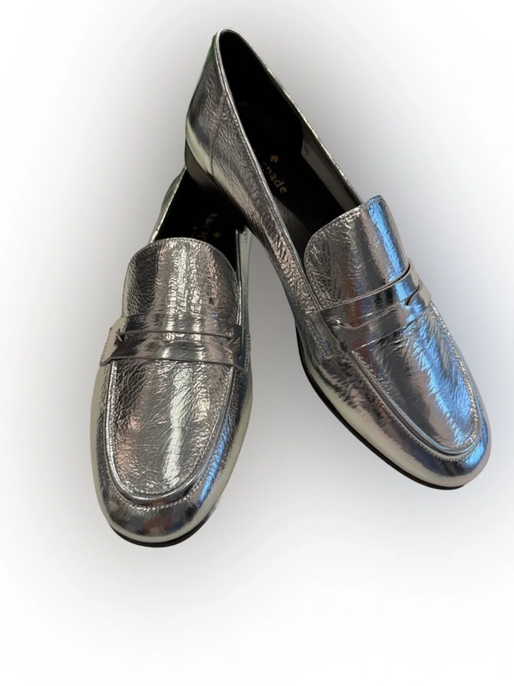 Kate Spade METALLIC SILVER Women's Genevieve Loafers, US 8 M NEW IN BOX